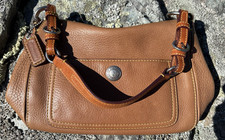 Vintage Coach Authentic Chelsea Brown Pebbled Leather Purse Bag With Turn Lock