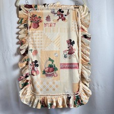 Vintage Mickey & Minnie Mouse Nylon Baby Nursery Pillow Sham Ruffle Rare EUC