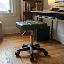 Chic Green Rolling Stool With 360-degree Swivel - Adjustable Height For Comfort Chic Green Rolling Stool With 360-degree Swivel - Adjustable Height For Comfort