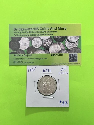 1965 CANADIAN SILVER QUARTER AG. ELIZABETH II STARTING BELOW MELT