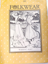Folkwear 209 Walking Skirt Sewing Pattern S M L Victorian Edwardian Costume Cut