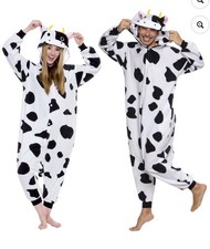 Funziez By Silver Lilly Unisex Adult Medium Cow Costume Halloween Hooded Pj s