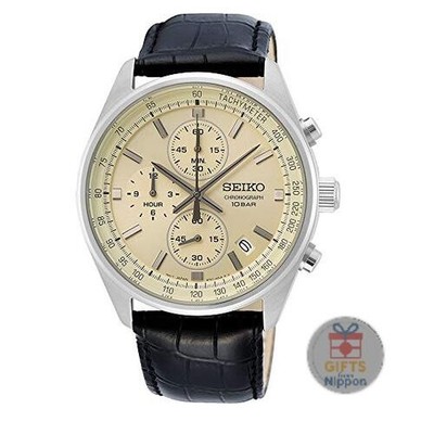 Seiko SSB383P1 Men's Quartz Chronograph Watch 41mm Leather Strap New
