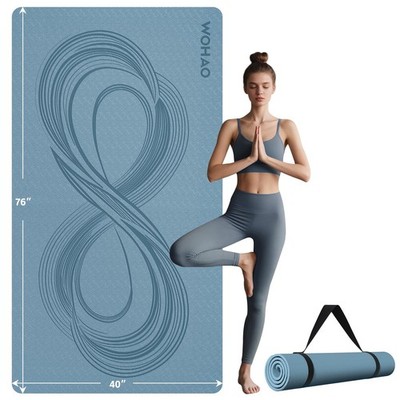 Large 76''x40''x0.4'' Yoga Mat - Extra Width & Thick Non-Slip Exercise Mat, Vers...