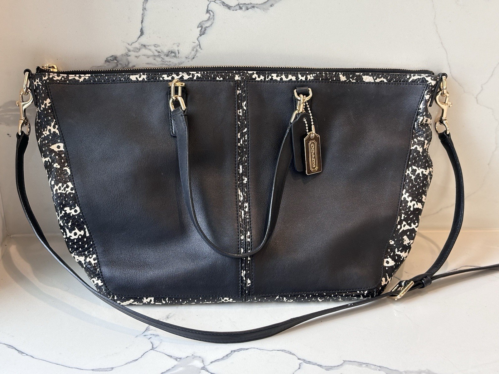 Chic Coach Bleecker Cooper Satchel, Python Emboss… - image 1