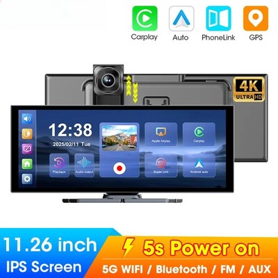 Srnubi T390D 11.26'' 4K CarPlay Dash Cam QLED in-Cell Dual  5G WIFI  DVR FM AUX