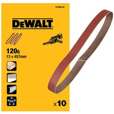 Image of Dewalt Band File Sanding Belt 13 x 457mm 120G Pack of 10