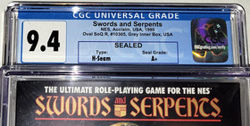 Swords and Serpents  CGC 9.4 Seal A+ Nintendo NES Acclaim 1990 New Sealed
