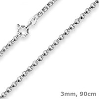 3Mm Erbskette Silberkette Collier Halskette Aus 925 Silber 90Cm