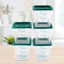 Hakka 4 Qt Commercial Grade Square Food Storage w/Lids,Polycarbonate- Case of 5