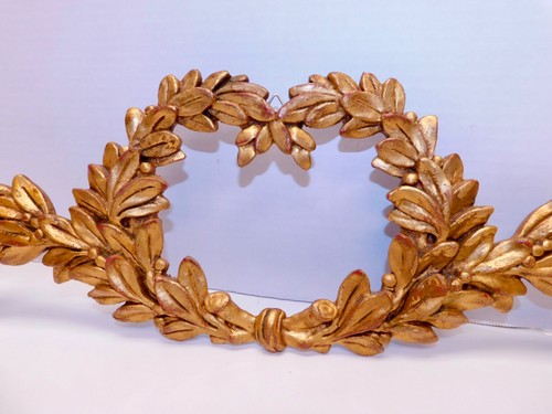 VTG Carved Gilt Wood Laurel Wreath Pediment Garland Wall Plaque Hollywood Regenc - Picture 4 of 12