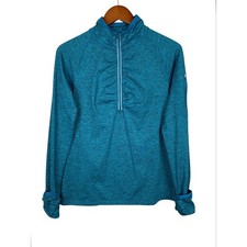 Kirkland 1/2 Zip Pullover Women's M Top Teal Blue Long Sleeve Active Mock Neck