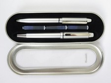 Pelikan Schreibset Füller M-Feder & Kugelschreiber silber mit Tintenpatronen OVP