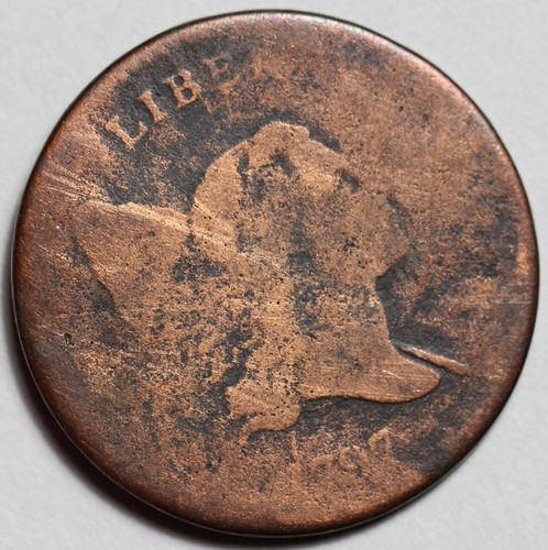 1797 Liberty Cap Half Cent - 1 Over 1 - Plain Edge - US 1/2c Copper Coin - Picture 5 of 9
