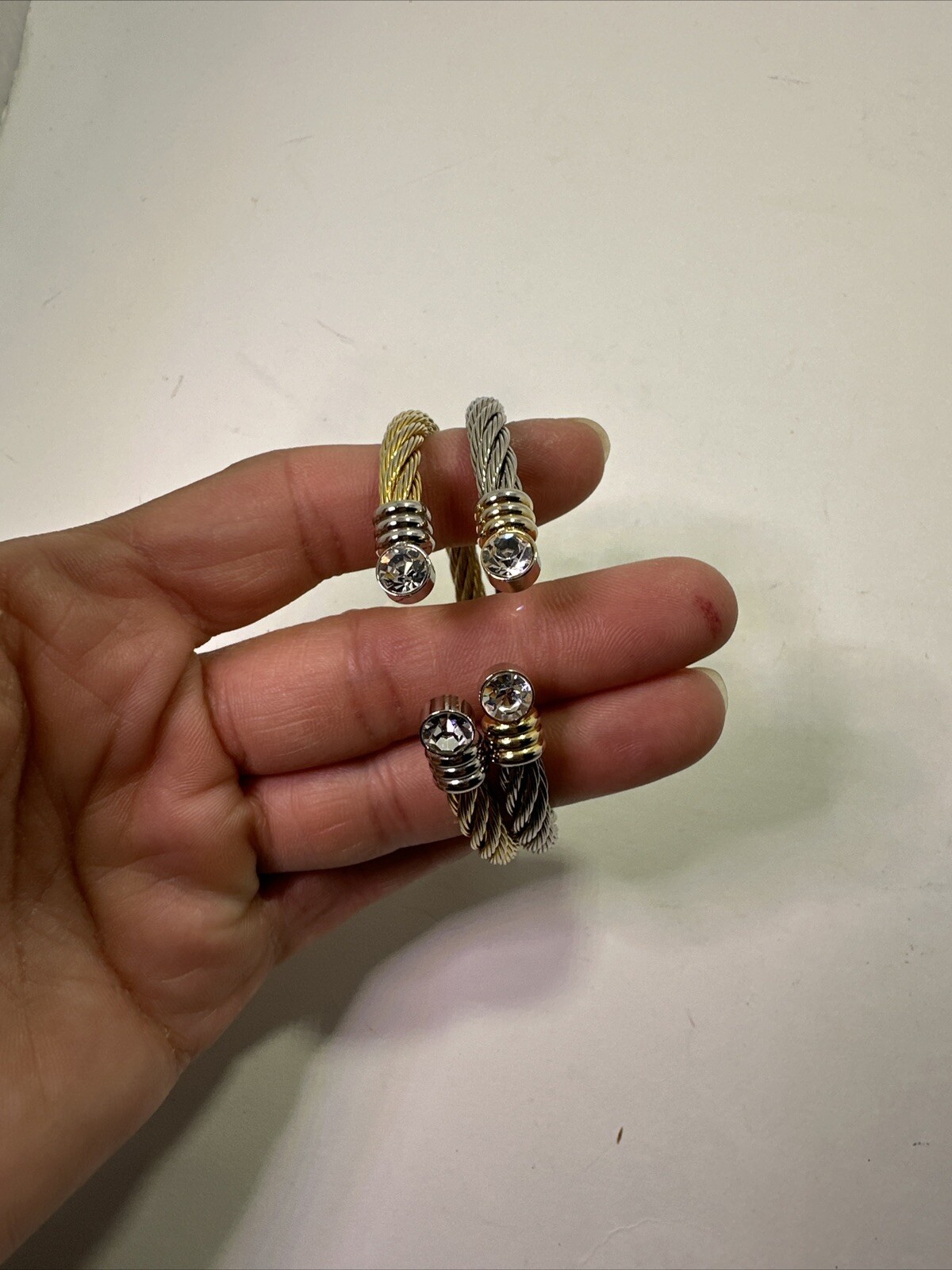 #2 Bracelets Cable Wire Tone Adjustable Open Bang… - image 7