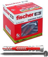FISCHER 538247 10 Tasselli Lunghi Duopower con Vite 10 x 80 mm Universali