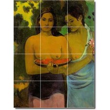 Paul Gauguin Nude Painting Ceramic Tile Mural PT03362. 36 x 48 (12) 12x12 tiles