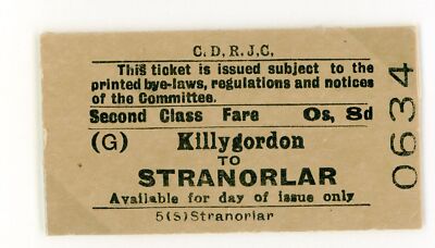 Railway Ticket Irish CDRJC 2nd Class Single Letterkenny - Convoy 1s8d
