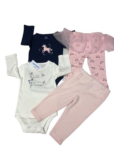 CARTERS 4 PIECES SET UNICORN/LITTLE PRINCESS OUTFIT SIZE 18 MOS NEW WITH TAG - 第 1/7 張圖片