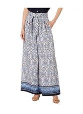 Woman's Pants Tommy Hilfiger Paisley Wide Leg Pants Blue New Authentic Size M