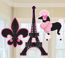 Paris Eiffel Tower Party 3Pcs Honeycomb Hanging Decorations 13inches Tall