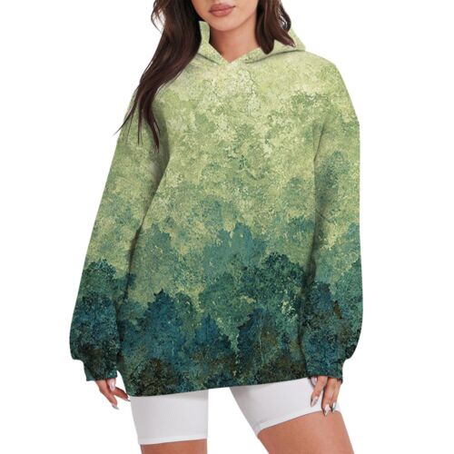 Womens Oversized Sweatshirts Gradient Fleece Hoodies Long Sleeve Shirts Pullover - Picture 8 of 45