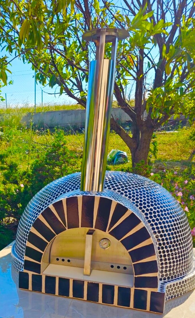 Pizza Oven Wood Fired Gas Burner Available Unique Mosaic Tile