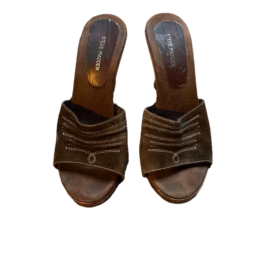 Steve Madden Fraim Marrón Tacón Cuero Mula Talla 8 Foto 4 de 4