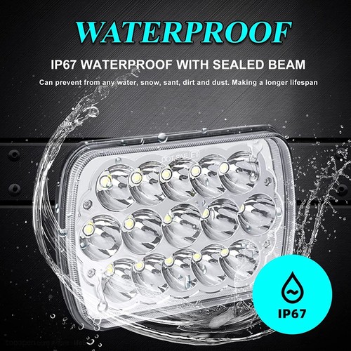 Pair For Jeep Cherokee XJ 1984-2001 5x7 7x6" LED Headlights Sealed High/Low Beam - Picture 5 of 11