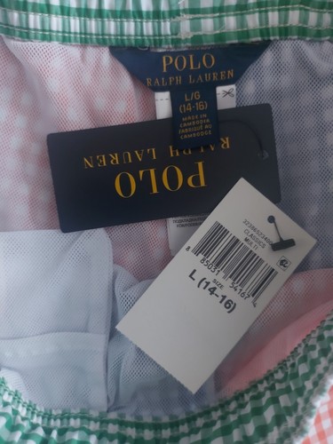 Bañador Pantalones Cortos Ralph Lauren Check Chicos Talla L 14 16 Años Nuevo con Etiquetas Logo Playa - Imagen 4 de 7
