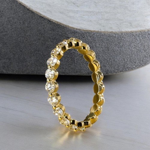 Magnifique Bague Diamant Or Jaune 14K - 6 Carats - Diamants De Laboratoire - Style éternité - Personnalisable