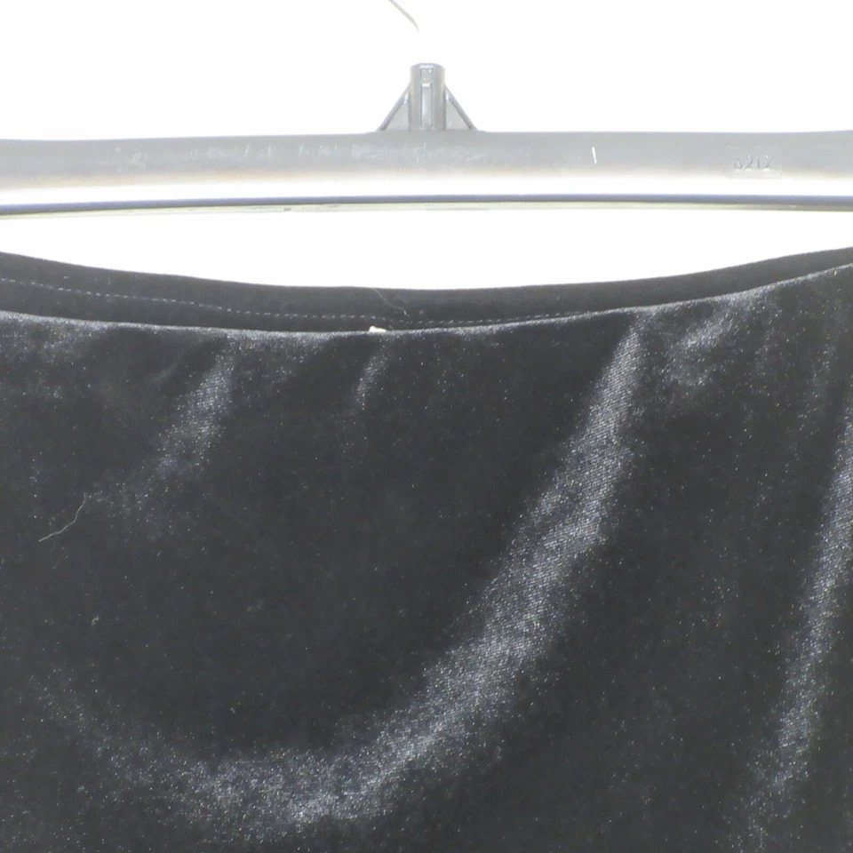 Ecote 女式黑色天鹅绒高腰 A 字弹力迷你裙 L B56 — 第 2/4 张图片