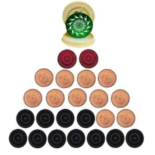 Carrom Board 24 Solid Wooden Coins + 1 Tournment Striker - Green (Random Design)
