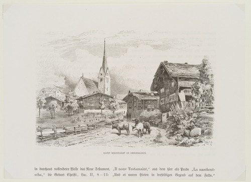 Meierhof in Obersaxen, Schweiz, Holzstich Romantik 1800-1849 Unbekannt (19.Jhd) - Bild 2 von 4