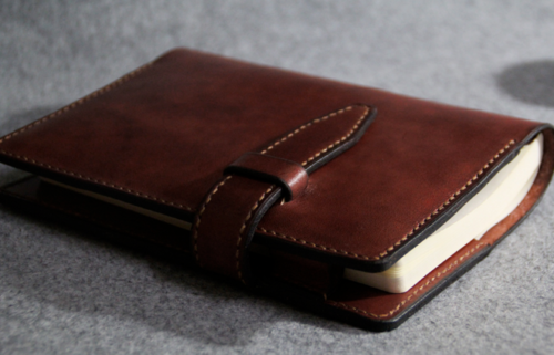 for A5 book jacket cover slipcase bag notebook pocket holder leather brown w573 - Afbeelding 1 van 6