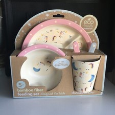 Lil' Essentials 5 pc Bamboo Fiber Feeding Set for Kids Unicorn