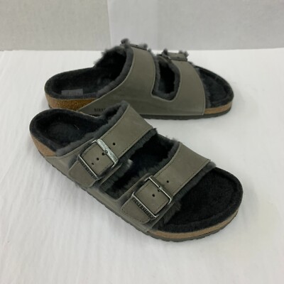 Birkenstock Arizona Shearling Two Strap Sandals Size 45 EU/ 12 Mens Iron Ore NEW Birkenstock Arizona Shearling Sandals - Men main image 4