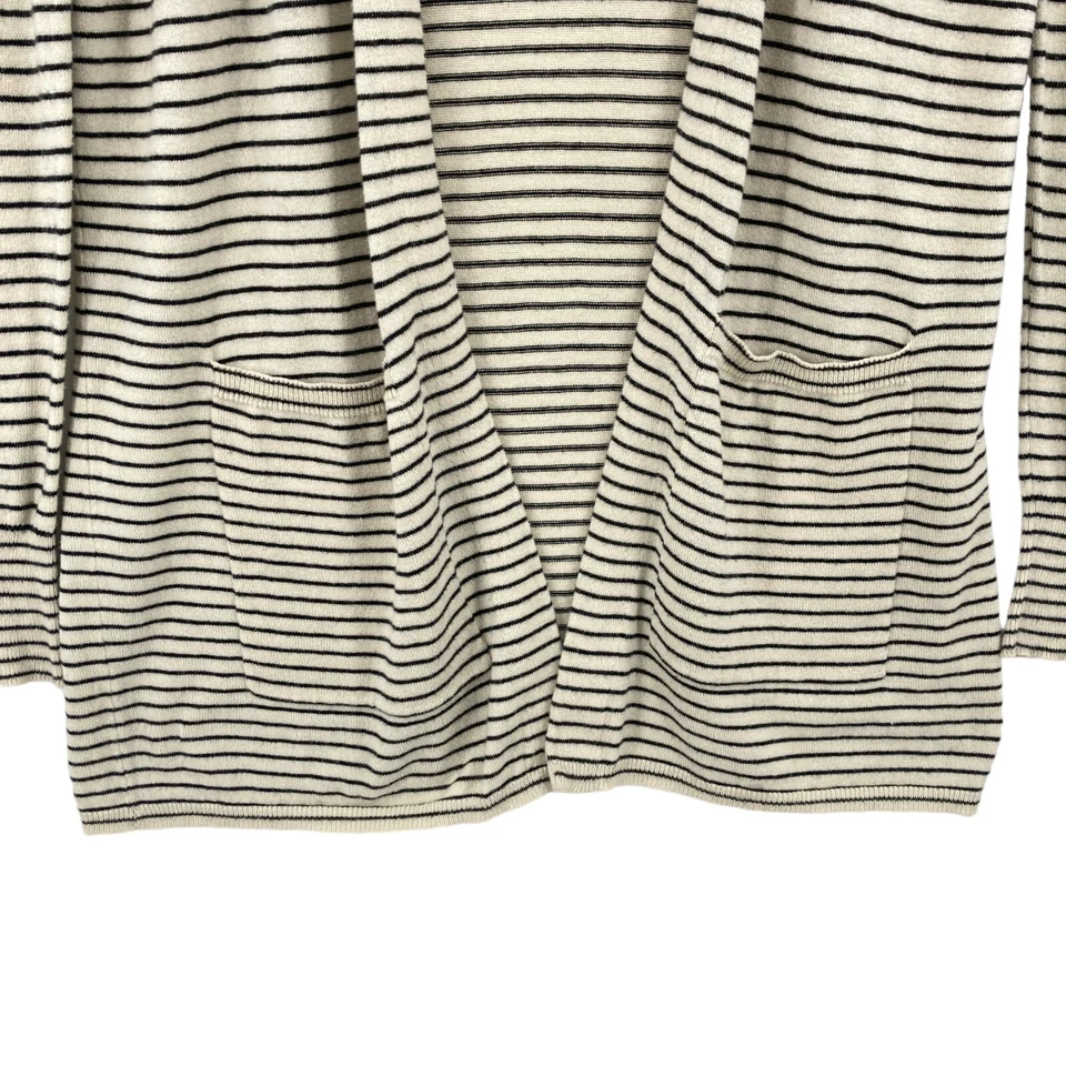 Cárdigan Suéter Billabong para Mujer XS Beige Negro Rayas Tejido Algodón Frente Abierto Foto 3 de 4