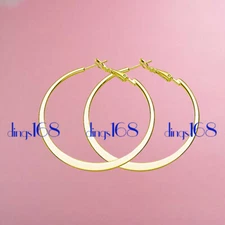 Genuine 18K Yellow Gold Filled Hypo-allergenic 2" Large Flat Hoop Earrings K903Y