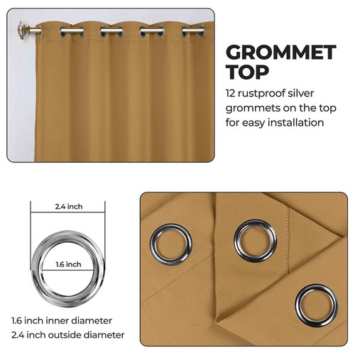 Solid 70" Wide Machine Washable Room Darkening Blackout Curtains, Set of 2 - Picture 7 of 288