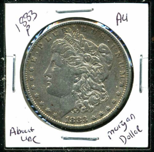 1883 P AU Morgan Dollar 100 Cent  About Uncirculated 90% Silver US $1 Coin #8383