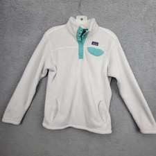 PatagoniaSnap T Pullover Youth Girls Fleece Sweater Size XXL White Blue