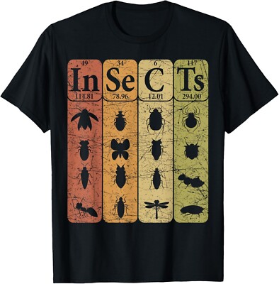 Insects Periodic Table Elements Entomologist Retro Bugs Gift Unisex T-Shirt
