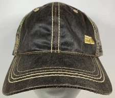 Realtree Outdoors Hat Hunting Camping Brown Leather Like Cap Camo Trail Riding