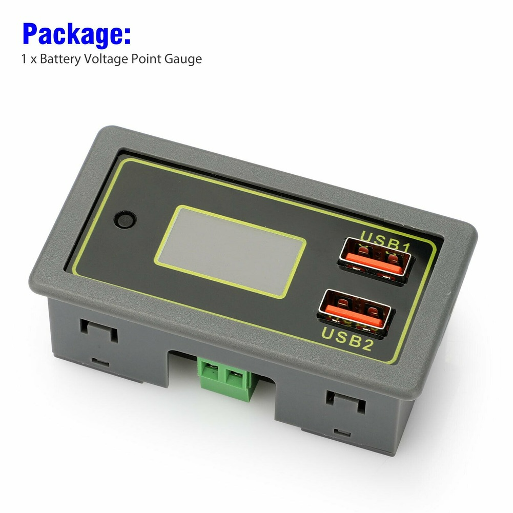 Dual USB Car Voltmeter - Digital LED Display For 12V Battery Voltage Monitoring