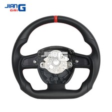 Full Leather Perforated Flat Steering Wheel For Audi 2004-2012 A4 2008-2020 A5