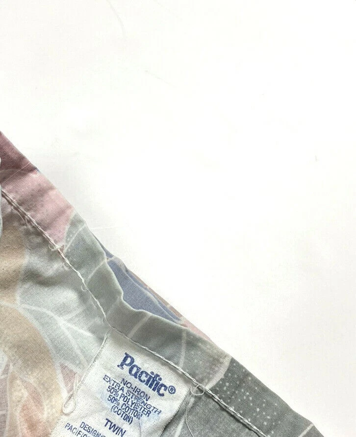 Sábana Plana Doble Pacific Años 70 De Colección Sin Hierro Malva Rayas Estampado Floral Retro Rara Foto 4 de 4