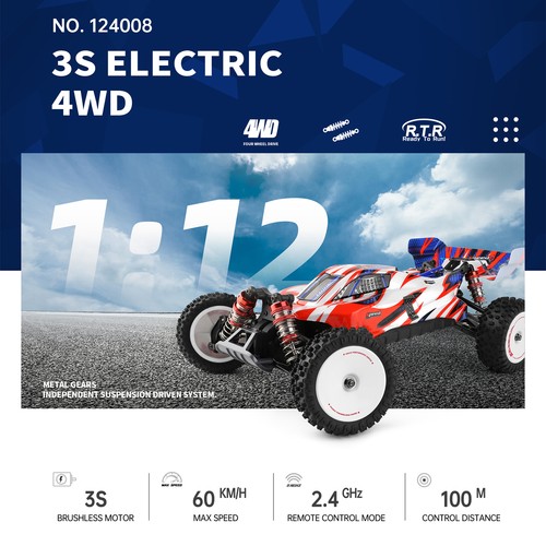 WLtoys Remote Control Car 1/12 2.4G 4WD 60KM/H Off-Road Car Christmas Gifts W3A5 - Picture 2 of 14