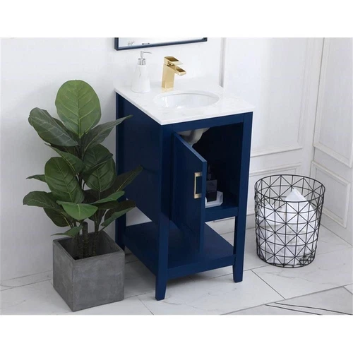 Elegant Decor Aubrey 18" Steel and Solid Wood Single Bathroom Vanity in Blue - Picture 8 of 8