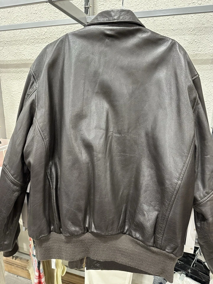 Кожаная куртка-бомбер COCKPIT мужская 52 тип A-2 ВВС США для полета на молнии пальто - Изображение 3 из 4